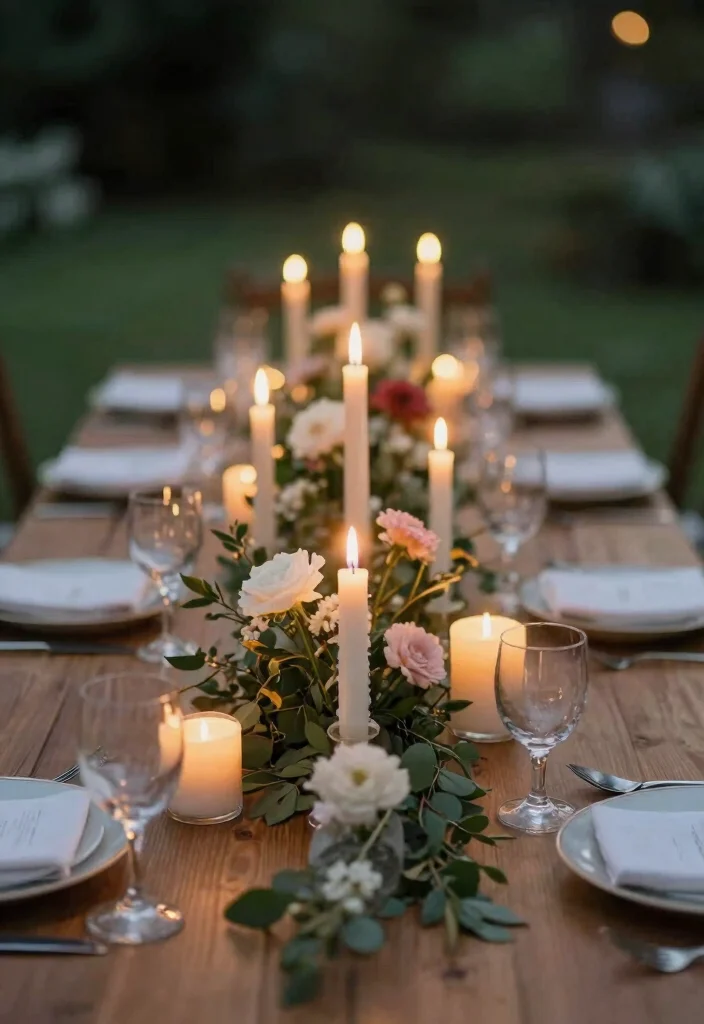 15 Farmhouse Outdoor Lighting Ideas on a Budget - 13. Candlelit Table Settings 1
