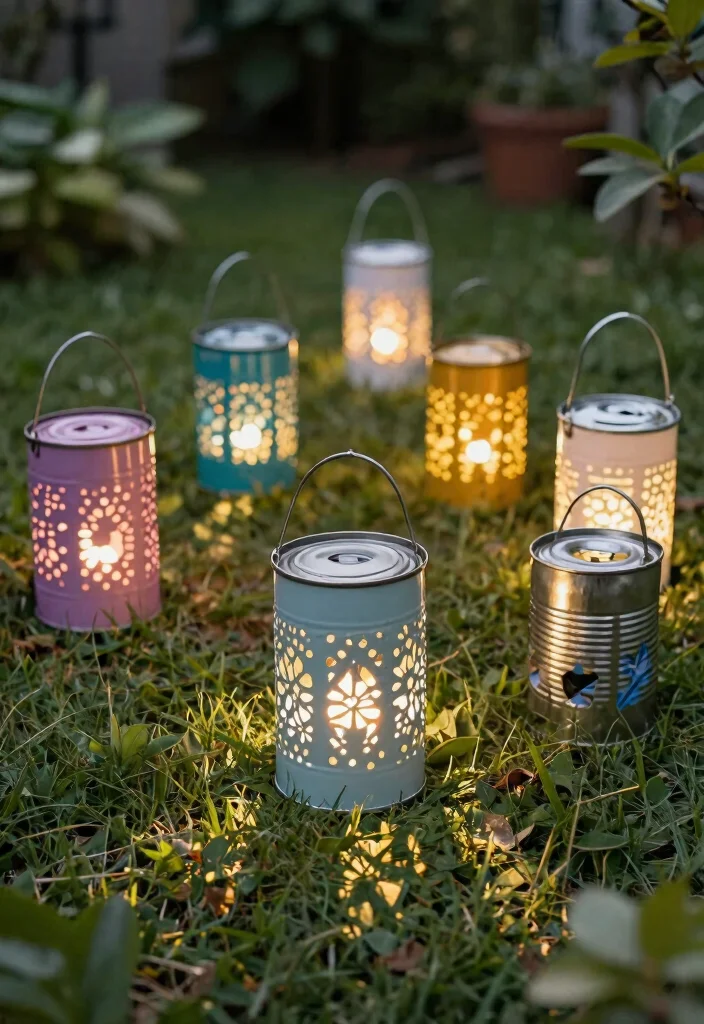 15 Farmhouse Outdoor Lighting Ideas on a Budget - 4. DIY Lanterns from Cans 1