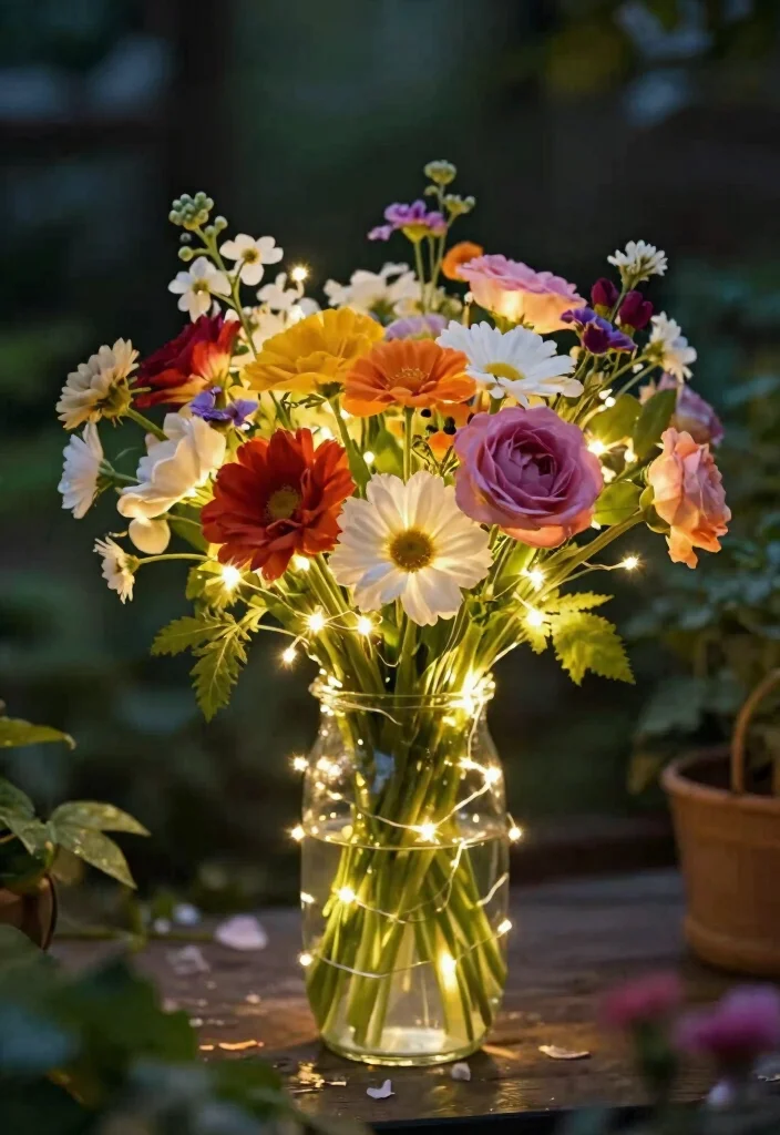 15 Farmhouse Outdoor Lighting Ideas on a Budget - 5. Fairy Light Bouquets 1