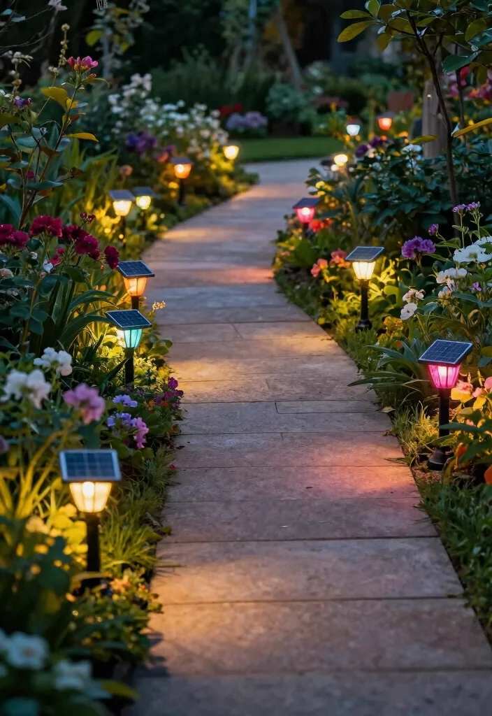 15 Farmhouse Outdoor Lighting Ideas on a Budget - 7. Solar Garden Lights 1
