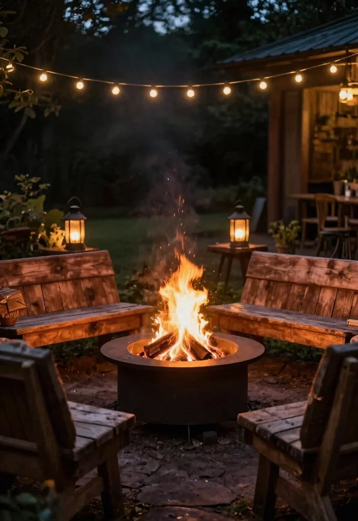 15 Farmhouse Outdoor Lighting Ideas on a Budget - 9. Rustic Fire Pit Lighting 1