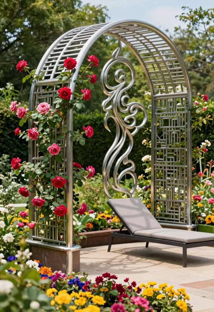 15 Garden Trellis Ideas That Hide Eyesores and Add Privacy - 10. Metal Trellis with Sculptural Design 1
