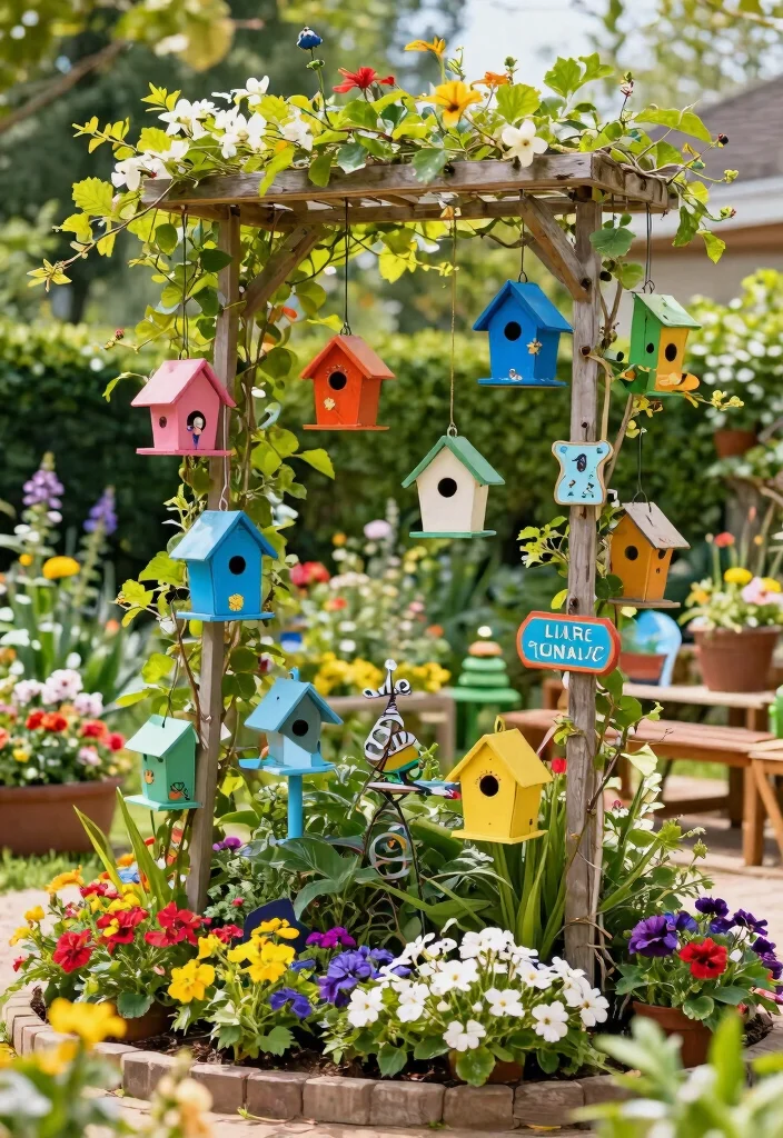 15 Garden Trellis Ideas That Hide Eyesores and Add Privacy - 12. Trellis with Garden Art 1