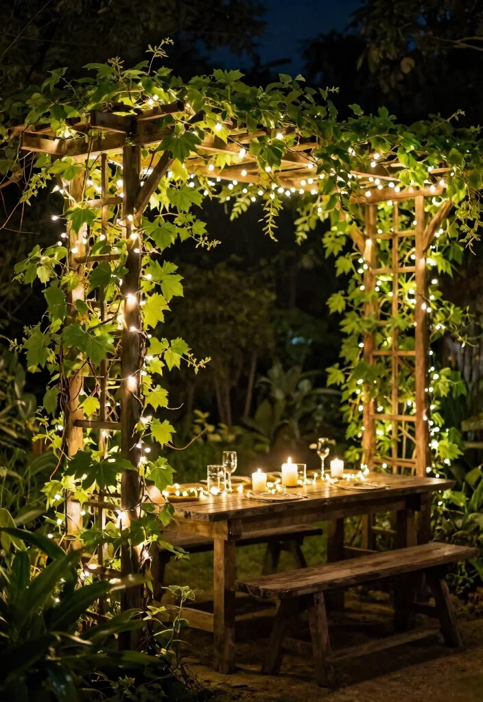 15 Garden Trellis Ideas That Hide Eyesores and Add Privacy - 7. Trellis with Fairy Lights 1