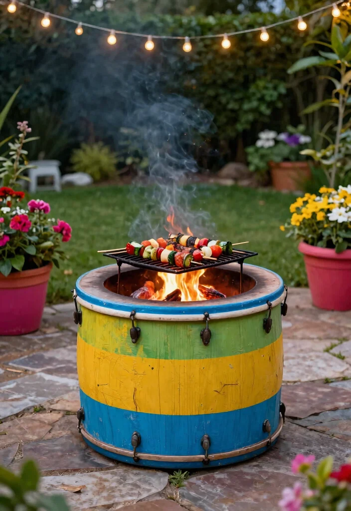 15 Metal Fire Pit Ideas That Look High-End on a Budget - 1. Upcycled Vintage Drum Fire Pit 1