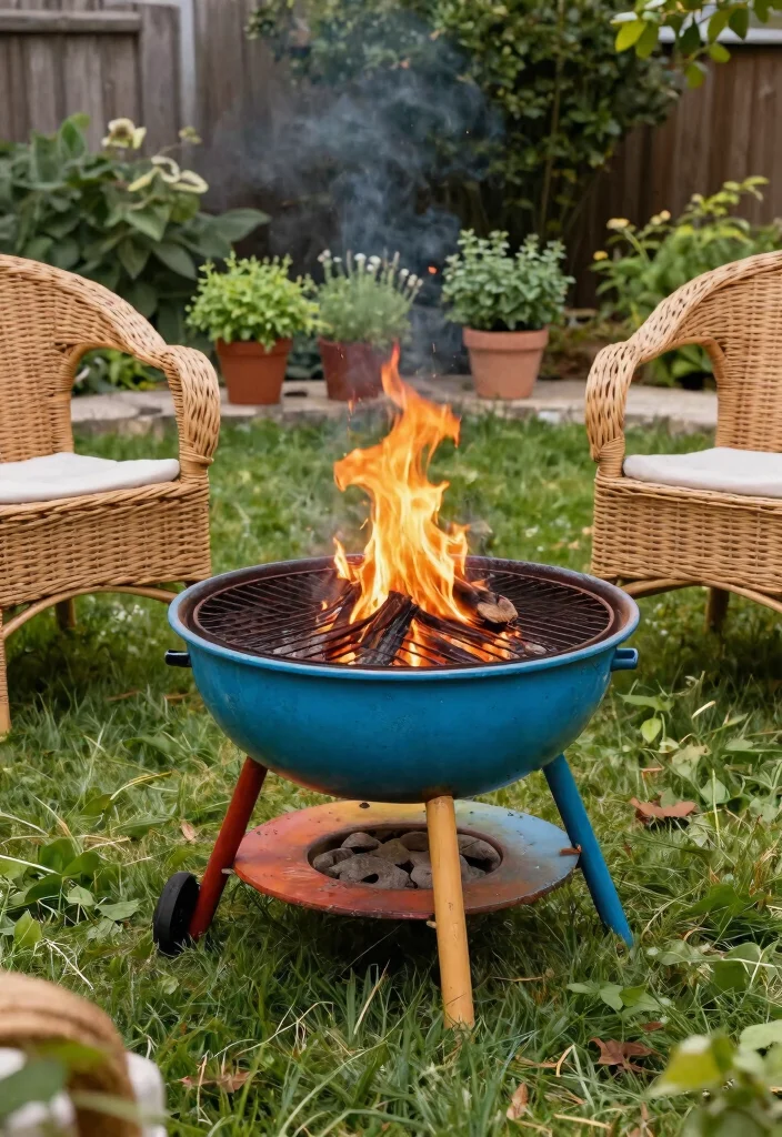 15 Metal Fire Pit Ideas That Look High-End on a Budget - 13. Simple DIY Fire Pit from Old Grill 1
