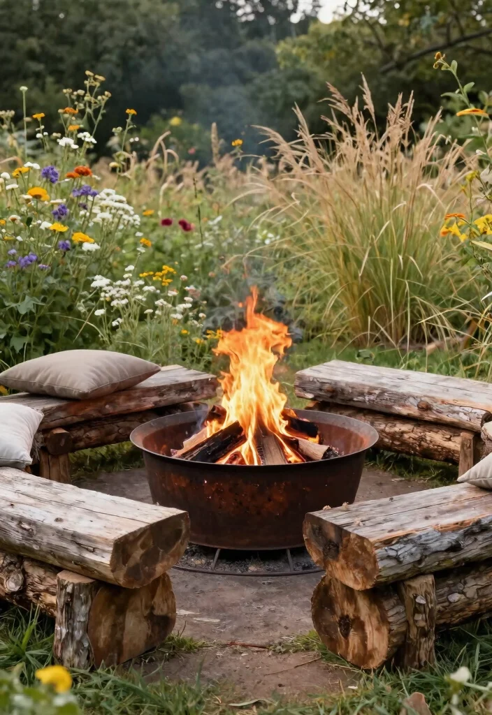 15 Metal Fire Pit Ideas That Look High-End on a Budget - 14. Steel Fire Ring with Seating Area 1