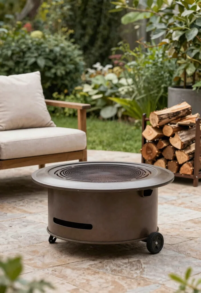 15 Metal Fire Pit Ideas That Look High-End on a Budget - 6. Portable Metal Fire Pit on Wheels 1