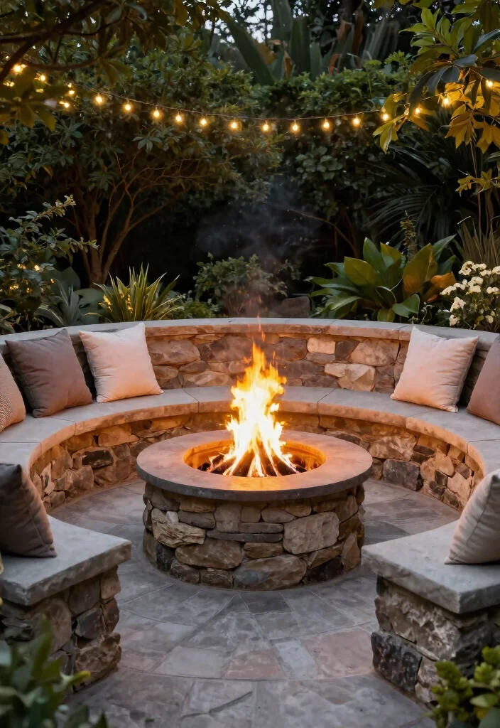 15 Metal Fire Pit Ideas That Look High-End on a Budget - 9. Fire Pit with Built-In Seating 1