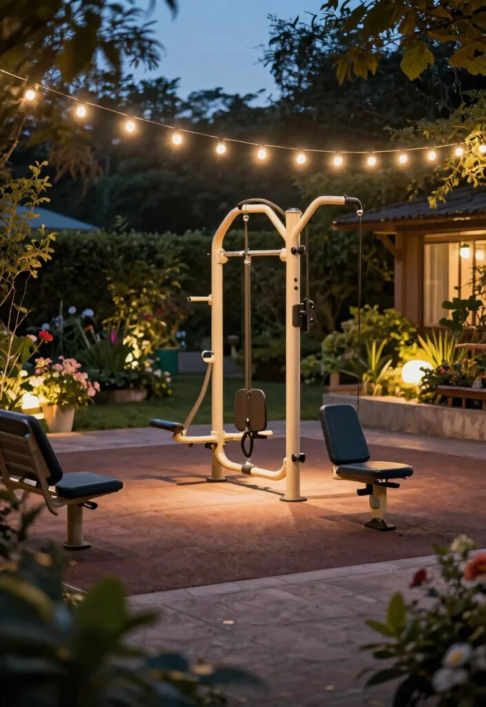 15 Outdoor Home Gym Ideas That Handle Weather and Store Equipment - 11. Garden Lighting for Evening Workouts 1