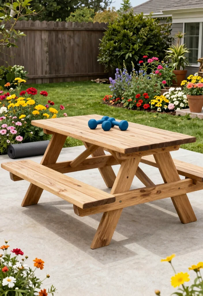 15 Outdoor Home Gym Ideas That Handle Weather and Store Equipment - 5. Multi-Functional Furniture 1