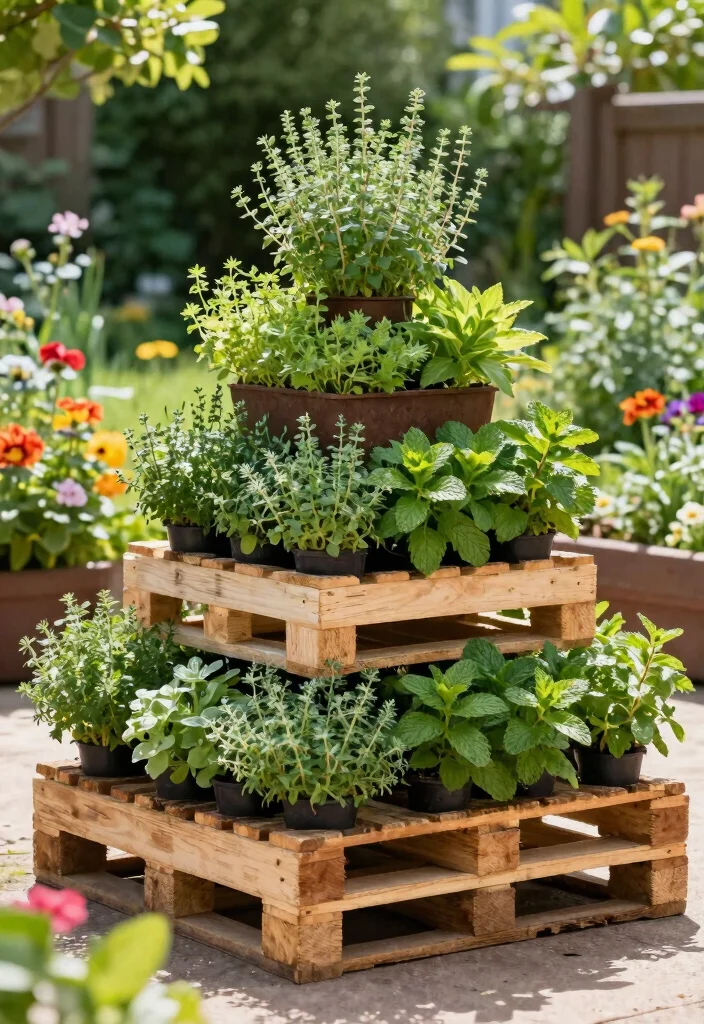 15 Pallet Herb Planter Ideas That Cost Nothing and Take One Hour - 11. Pallet Herb Pyramid 1