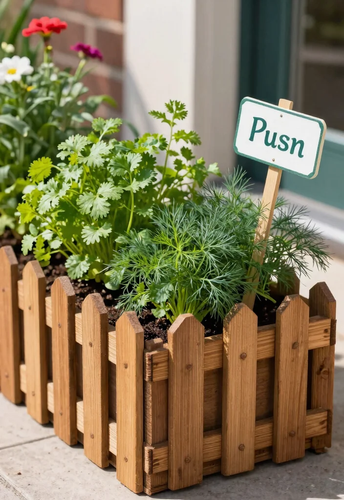 15 Pallet Herb Planter Ideas That Cost Nothing and Take One Hour - 14. Pallet Herb Planter with Fence 1