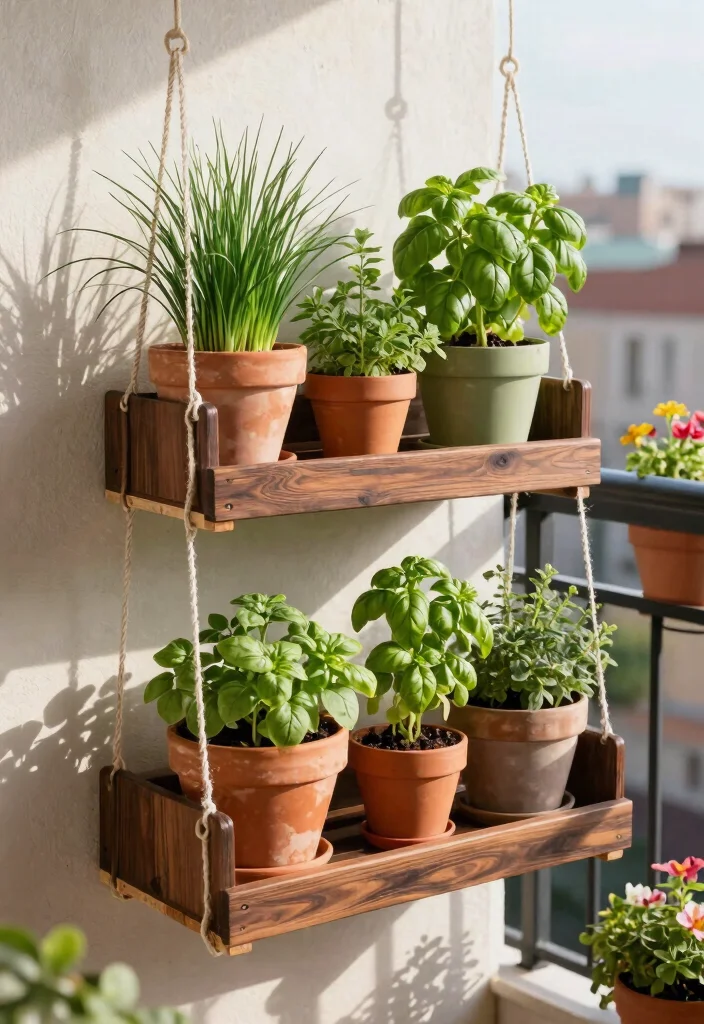 15 Pallet Herb Planter Ideas That Cost Nothing and Take One Hour - 2. Hanging Pallet Herb Shelf 1
