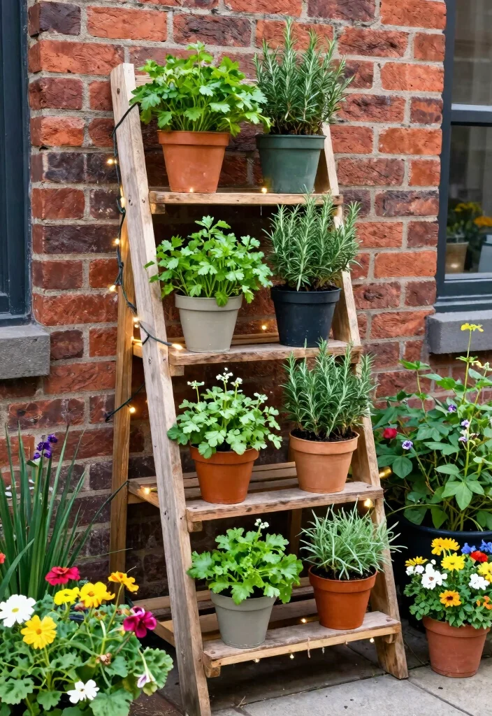 15 Pallet Herb Planter Ideas That Cost Nothing and Take One Hour - 4. Pallet Herb Ladder 1