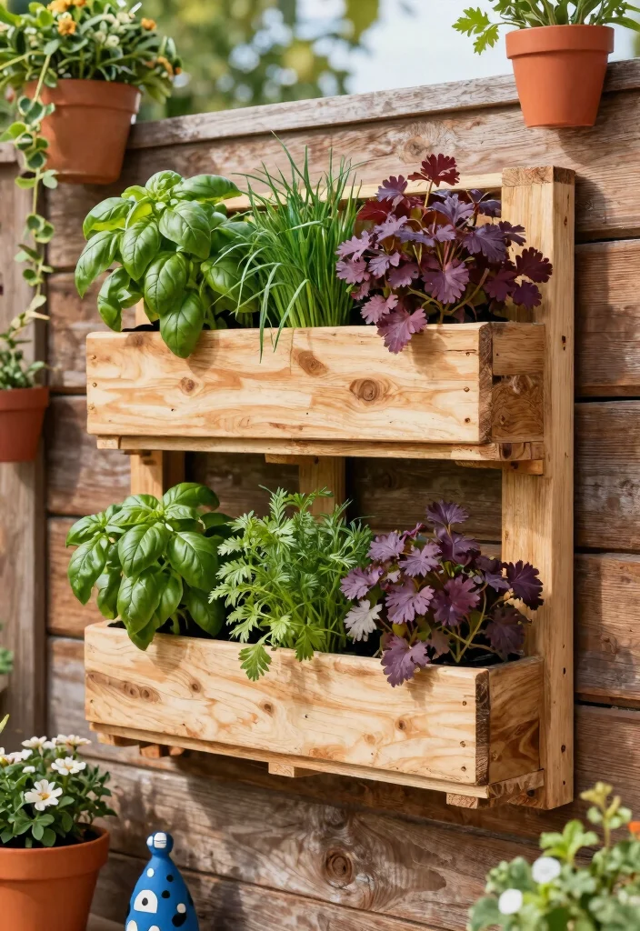 15 Pallet Herb Planter Ideas That Cost Nothing and Take One Hour - 5. Pallet Wall Planter 1
