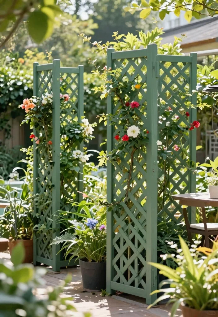 15 Slatted Fence Panels That Block Views Without Killing Airflow - 13. Trellis Slatted Panels for Climbing Plants 1