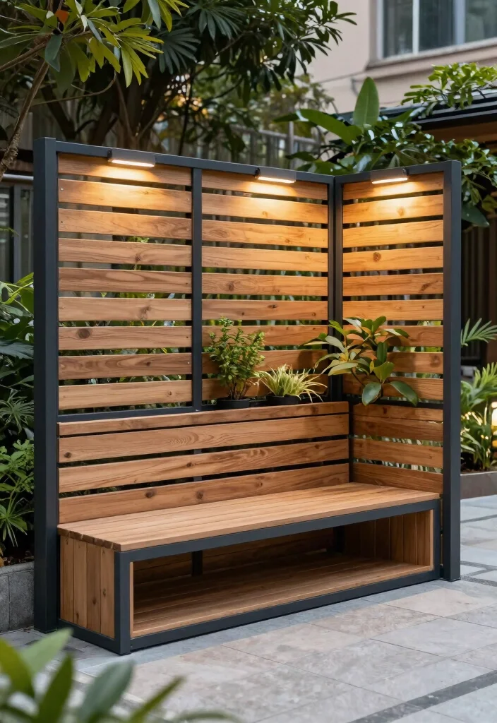 15 Slatted Fence Panels That Block Views Without Killing Airflow - 15. Multi-functional Slatted Panels for Versatility 1