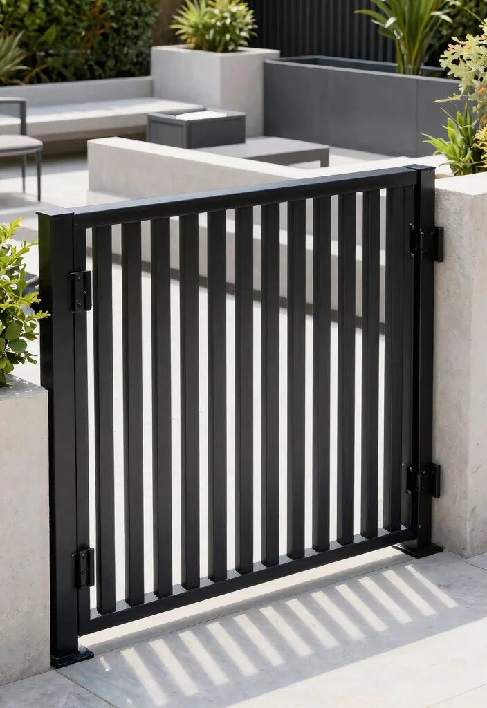 15 Slatted Fence Panels That Block Views Without Killing Airflow - 2. Modern Metal Slats for Contemporary Chic 1