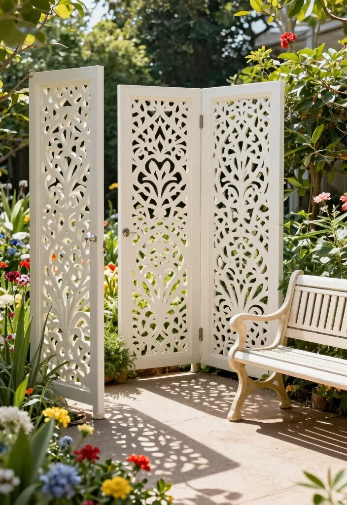 15 Slatted Fence Panels That Block Views Without Killing Airflow - 6. Decorative Cut-Out Patterns for Artistic Flair 1