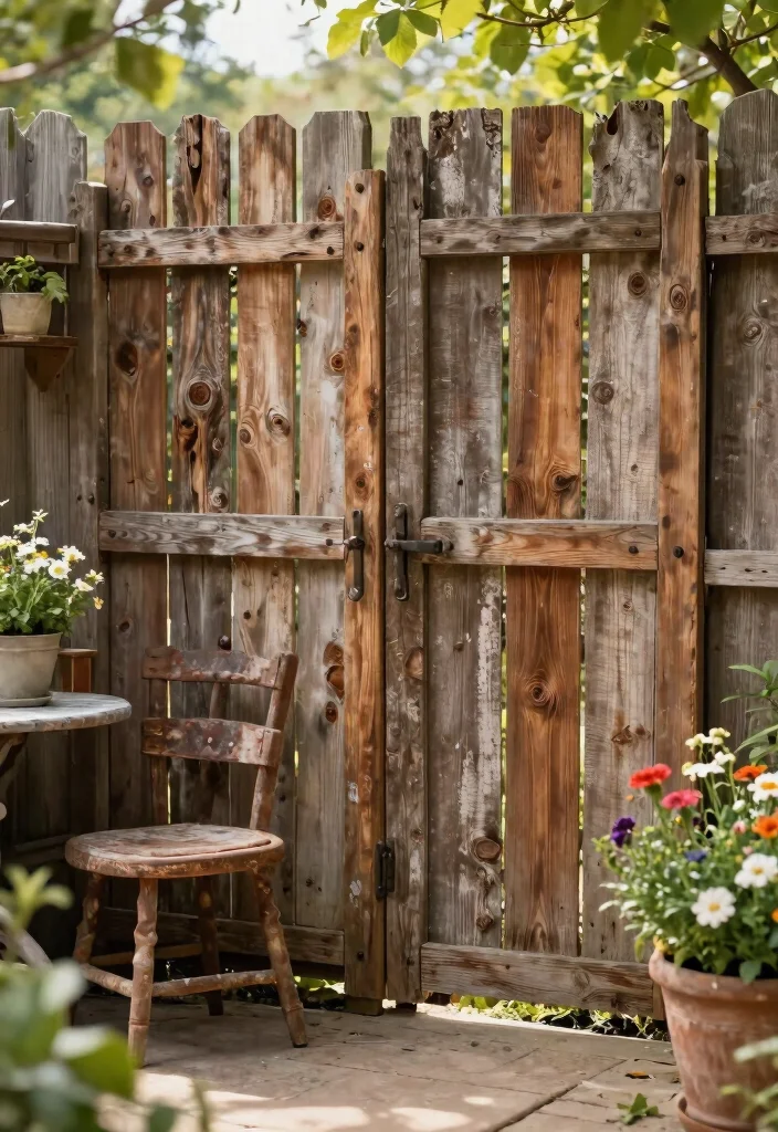 15 Slatted Fence Panels That Block Views Without Killing Airflow - 9. Rustic Charm with Reclaimed Wood 1