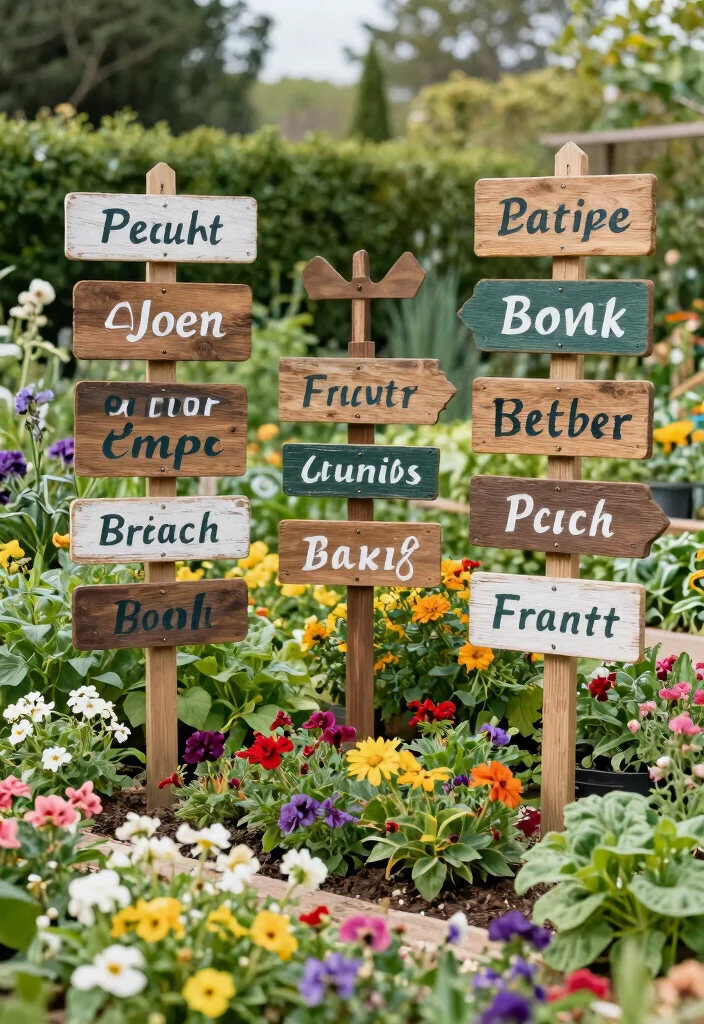 15 Small Backyard Decor Ideas That Make a Tiny Yard Feel Bigger - 12. Customized Garden Signs 1