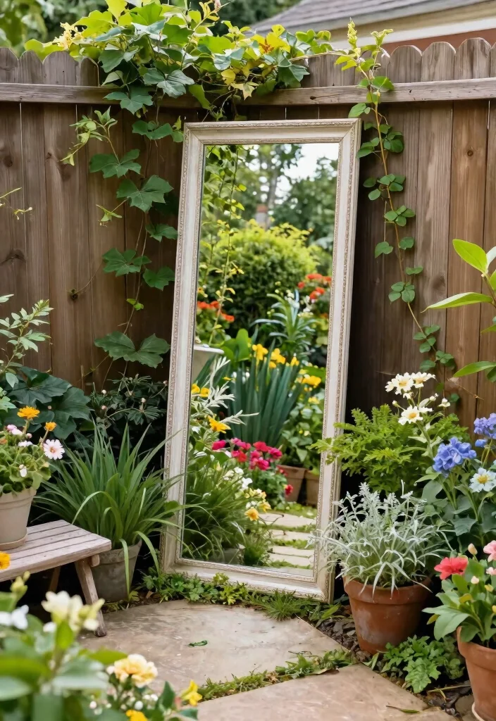 15 Small Backyard Decor Ideas That Make a Tiny Yard Feel Bigger - 4. Garden Mirrors 1
