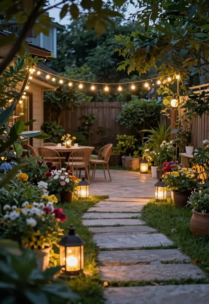 15 Small Backyard Decor Ideas That Make a Tiny Yard Feel Bigger - 9. Outdoor Lighting 1