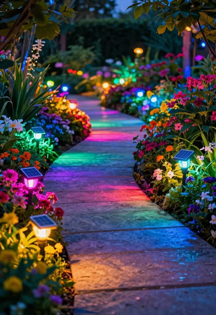 15 Walkway Lighting Ideas That Stay Lit Without Running New Wire - 12. Solar Color-Changing Lights 1