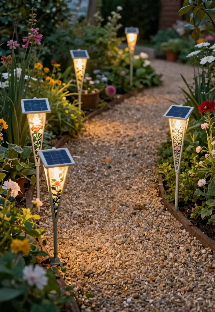 15 Walkway Lighting Ideas That Stay Lit Without Running New Wire - 5. Vintage Solar Garden Stakes 1