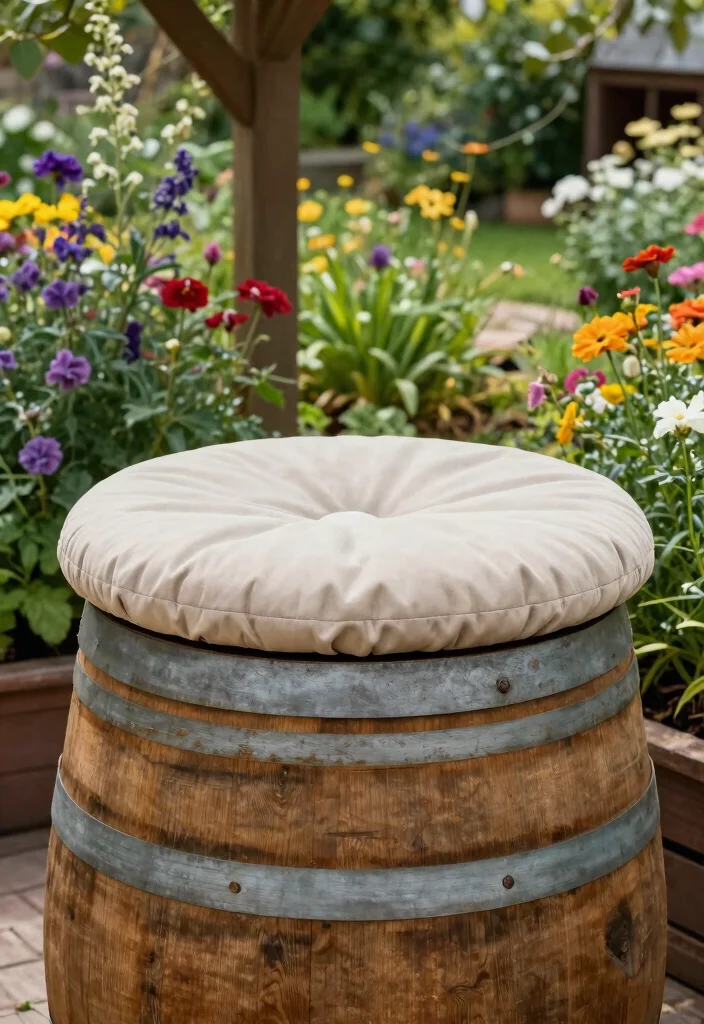 15 Whiskey Barrel Planter Ideas That Don't Rot or Fall Apart - 11. Outdoor Seating with Style 1
