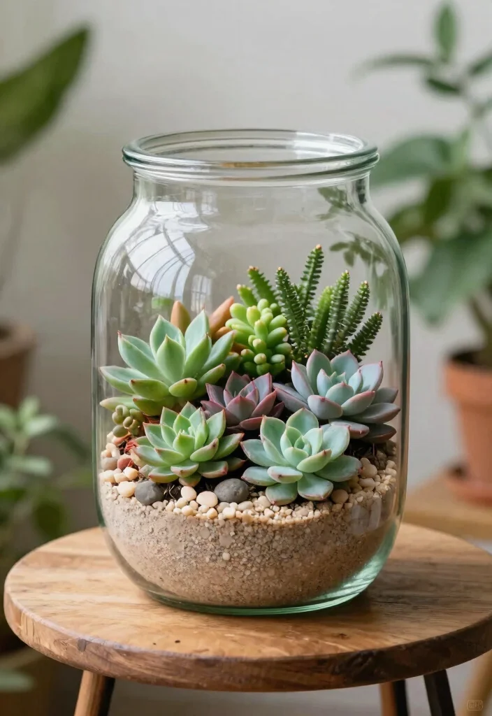 18 Apartment Patio Ideas for Renters Who Can't Drill or Install - 11. Succulent Terrarium 1