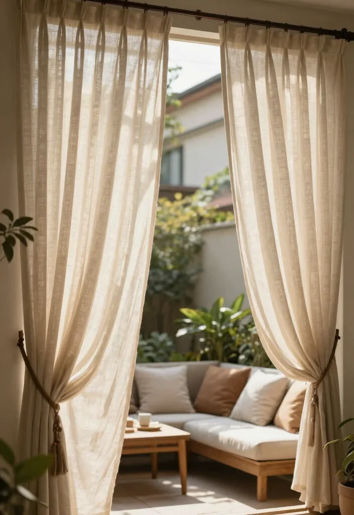 18 Apartment Patio Ideas for Renters Who Can't Drill or Install - 12. Outdoor Curtains 1