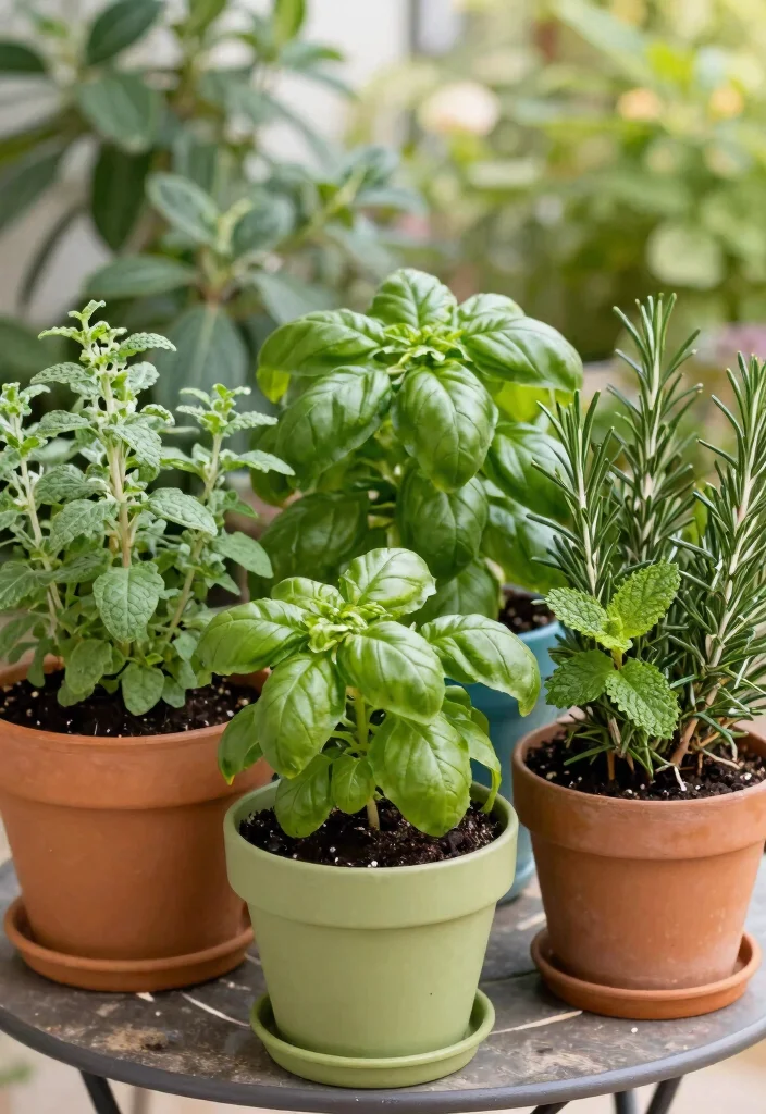 18 Apartment Patio Ideas for Renters Who Can't Drill or Install - 13. Potted Herb Garden 1