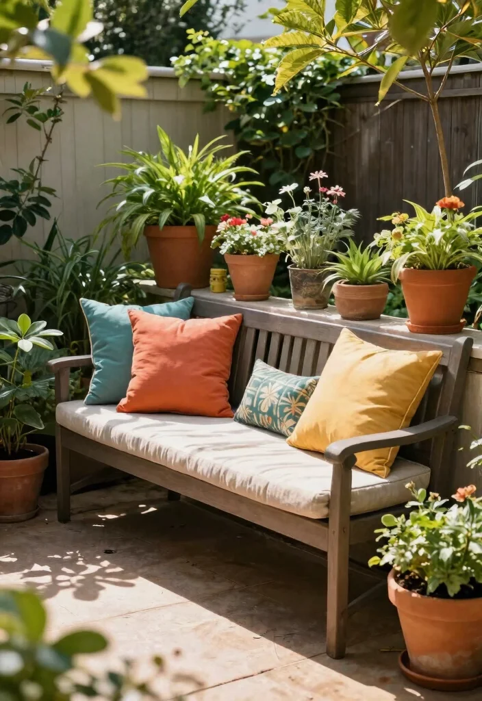 18 Apartment Patio Ideas for Renters Who Can't Drill or Install - 14. Garden Bench 1