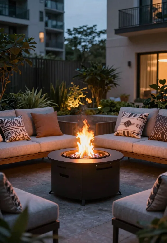 18 Apartment Patio Ideas for Renters Who Can't Drill or Install - 15. Portable Fire Pit 1