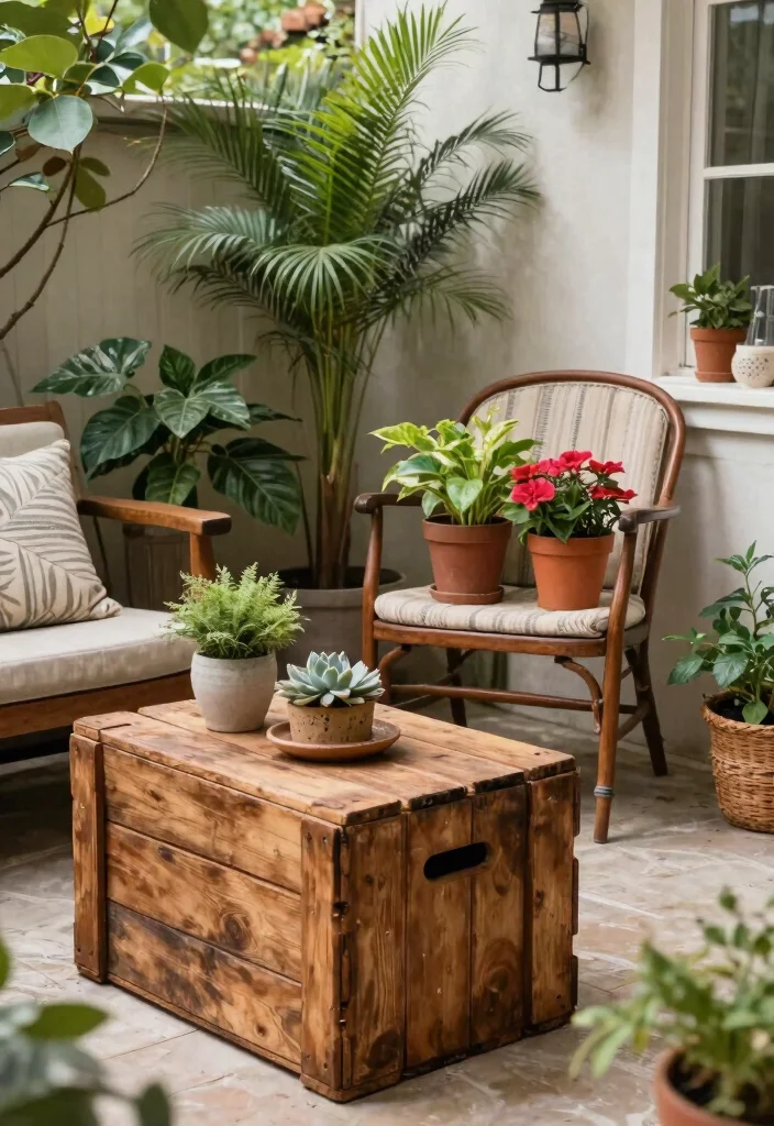 18 Apartment Patio Ideas for Renters Who Can't Drill or Install - 18. Repurposed Furniture 1