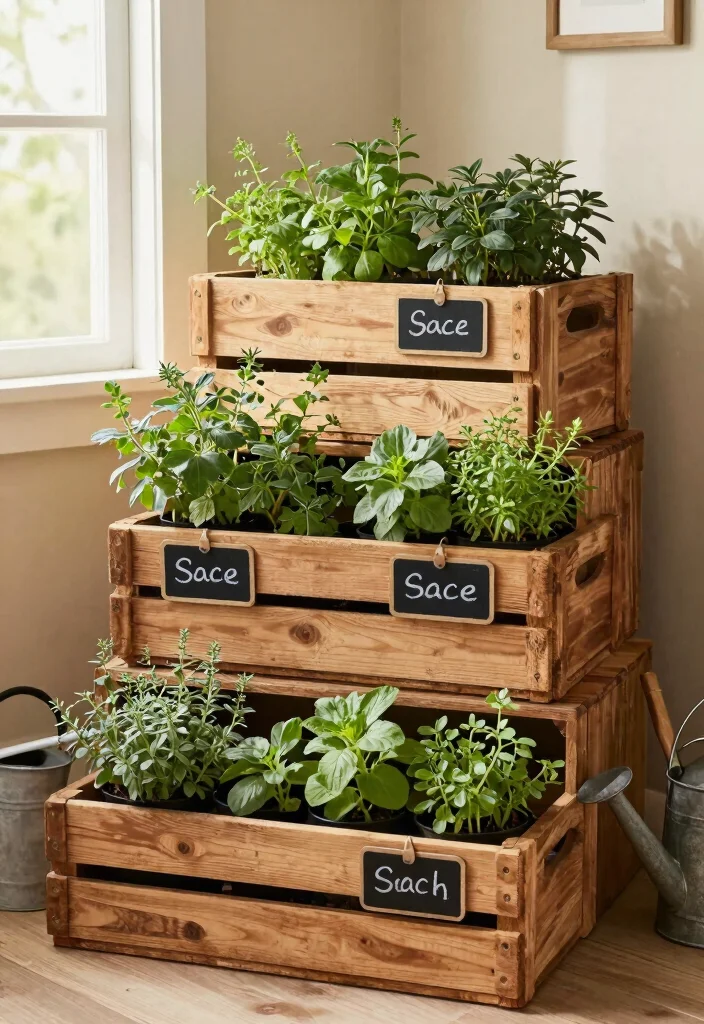 18 Farmhouse Shelf Decor Ideas That Fill Empty Walls on a Budget - 1. Rustic Wooden Crates 1