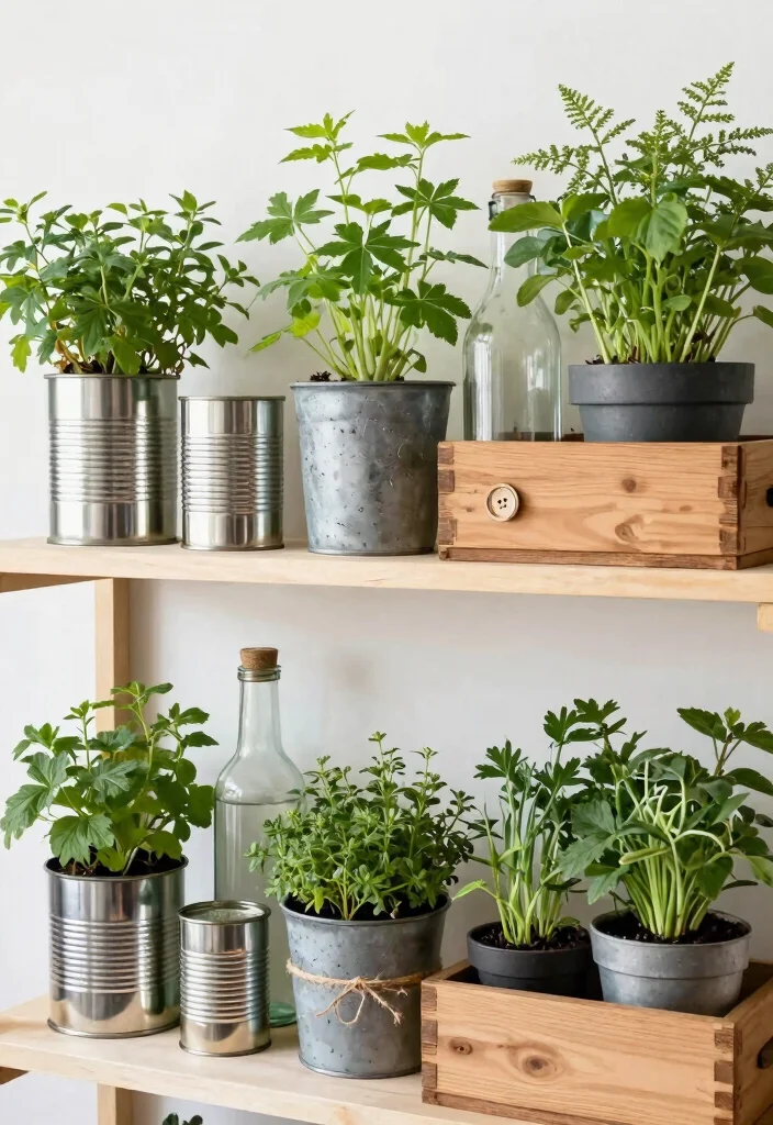 18 Farmhouse Shelf Decor Ideas That Fill Empty Walls on a Budget - 10. Upcycled Household Items as Decor 1