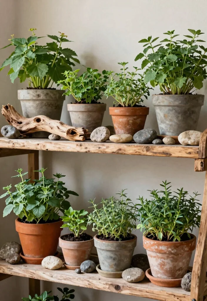 18 Farmhouse Shelf Decor Ideas That Fill Empty Walls on a Budget - 17. Natural Elements and Textures 1