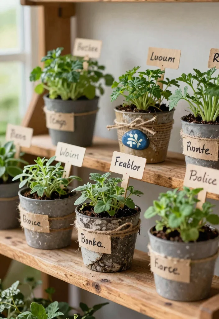 18 Farmhouse Shelf Decor Ideas That Fill Empty Walls on a Budget - 5. Herb Labels with Twine 1