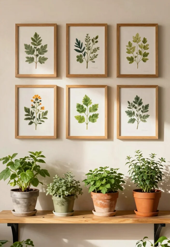 18 Farmhouse Shelf Decor Ideas That Fill Empty Walls on a Budget - 9. Herb Wall Art 1